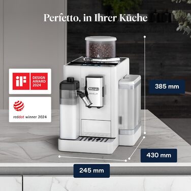 Кавомашина De'Longhi Rivelia 16 напоїв, білий колір, автоматичне спінювання молока