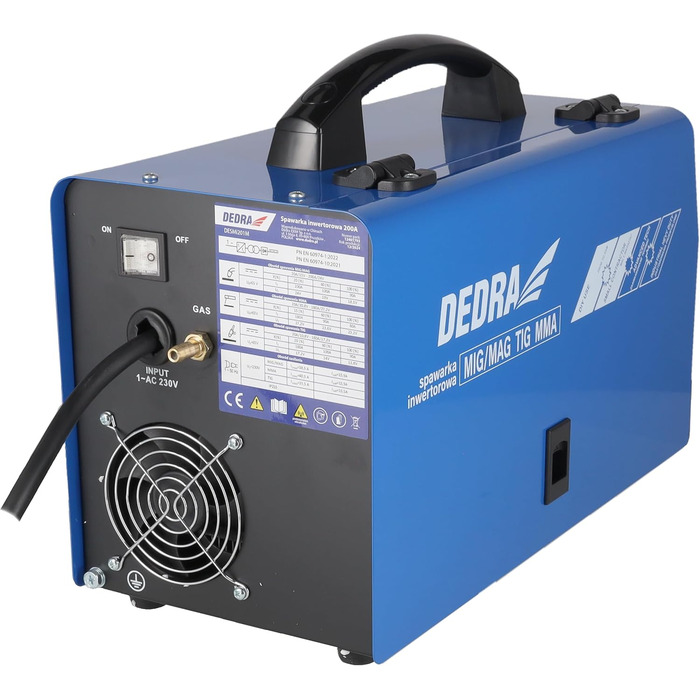 Інверторний зварювальний апарат DEDRA 200A IGBT MIG/MAG з функціями WIG, MMA, Hot Start, Anti Stick, Arc Force та LCD-дисплеєм