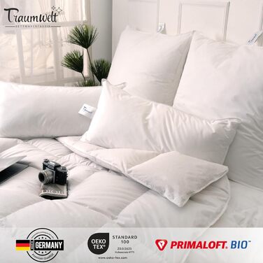 Подушка, виготовлена в Німеччині, 80x80 см, з наповнювачем з органічного мікрофібри Primaloft, білого кольору, вага наповнювача 1500 г. Підходить для алергіків, сертифікована Oeko-Tex Standard 100, біорозкладна, кліматично нейтральна (2 шт.) 80 x 80 см 2