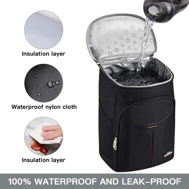 Рюкзак-холодильник 25 л, сумка-холодильник, сумка для пікніка, велика ізольована сумка-холодильник для пікніків/барбекю/кемпінгу/прогулянок/шопінгу (чорний)