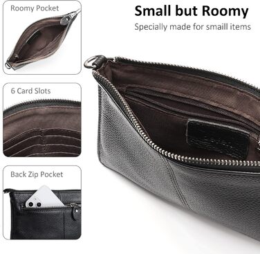 Жіноча сумка-клатч befen з натуральної шкіри, маленький кроссбоді, з RFID-блокуванням, блискавкою, плечовим ремінцем та ремінцем на зап&39ястя, чорного кольору