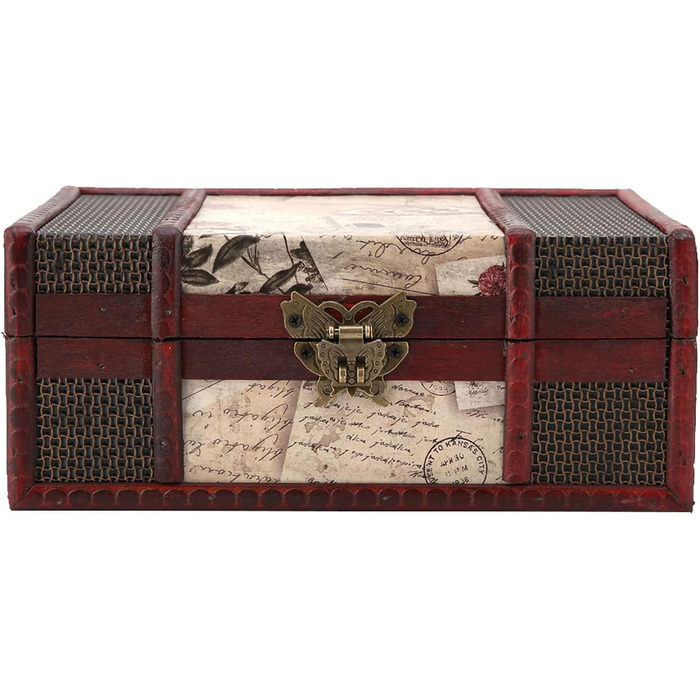 Вінтажна дерев&39яна скринька для зберігання Garosa, великий розмір, органайзер для зберігання книг і ювелірних виробів, декоративна скринька для скарбів у старовинному античному стилі для вечірок і вечірок з дня народження, весільної прикраси (3)