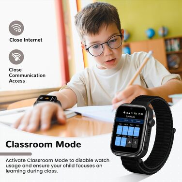 Новий смарт-годинник 2026 року для дітей з відеодзвінками та телефоном, дитячий годинник з голосовим чатом/WhatsApp/WiFi/SOS/SMS/GPS/шкільним режимом/крокоміром/будильником, смарт-годинник для дітей дівчаток/хлопчиків чорного кольору 4-14 років