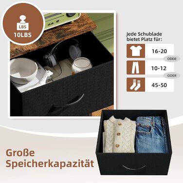 Тканинний комод Somdot для спальні, вітальні, коридору, комод, шафа для зберігання, тканинний комод, 5 тканинних шухляд, рустикальний коричневий, 30Г x 42Ш x 114,5В см (5 шухляд)