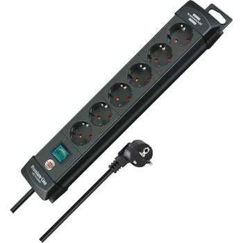 Розетка на 6 розеток (розетка на 6 розеток з вимикачем і кабелем 3 м - кут нахилу захисного контакту розеток 45, зроблено в Німечч