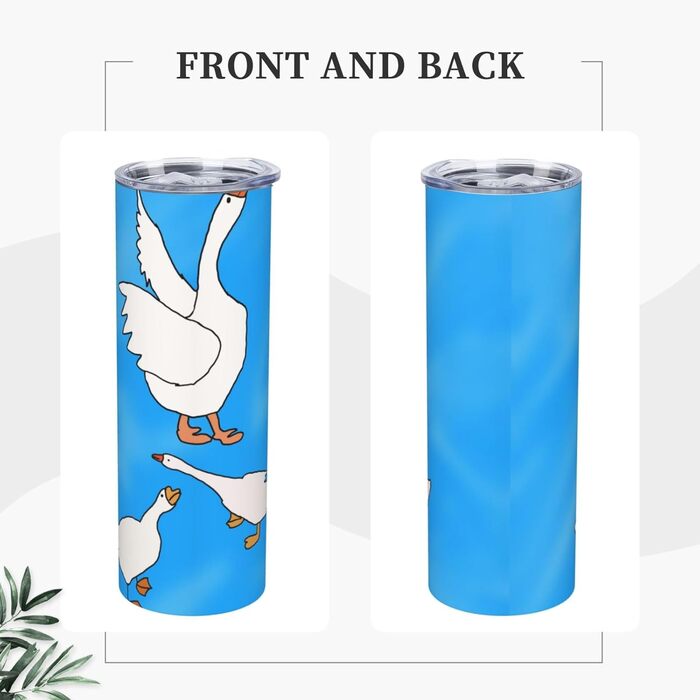 Кухоль з прямою трубочкою, 590 мл, білий гусячий будиночок, дорожній кухоль з принтом, підходить для кемпінгу, офісу та дому