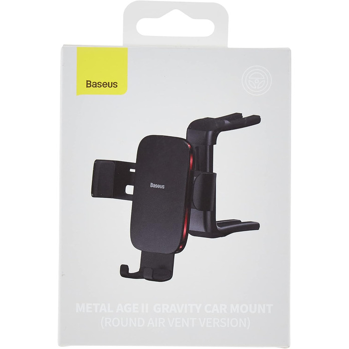 Гравітаційний тримач для телефону Baseus Metal Age II для автомобіля, круглий, чорний