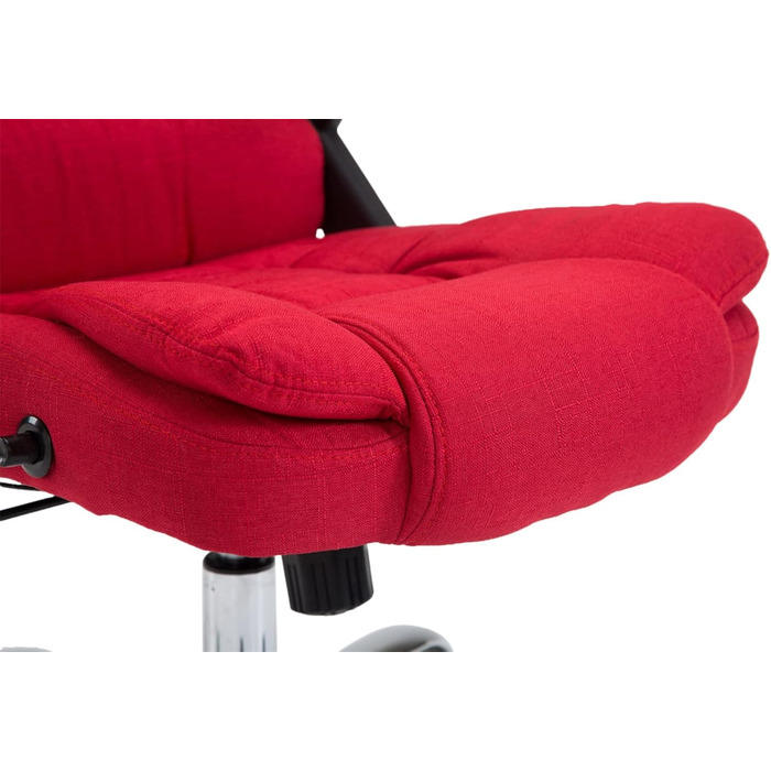 Крісло керівника CLP XXL Thor з тканинною оббивкою, максимальне навантаження 150 кг, офісне крісло з підлокітниками, регульована висота, обертове крісло з товстою оббивкою, колір червоний