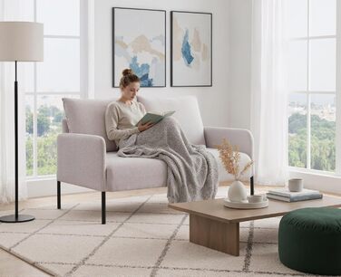 Диван Chairus 2-місний лляний двоспальний диван для вітальні Диван-диван для маленької квартири Сучасний міні-диван для спальні (бежевий) 2K (120 см x 76,5 см x 80 см) бежевий