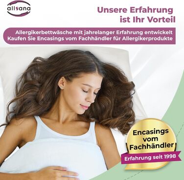 Підковдра Allsana гіпоалергенна 135x200 см Постільна білизна від алергії Оболонка від кліщів Захист від кліщів для людей з алергією на домашній пил Внутрішній чохол для ковдр, стійкий до алергії Сертифіковано TV