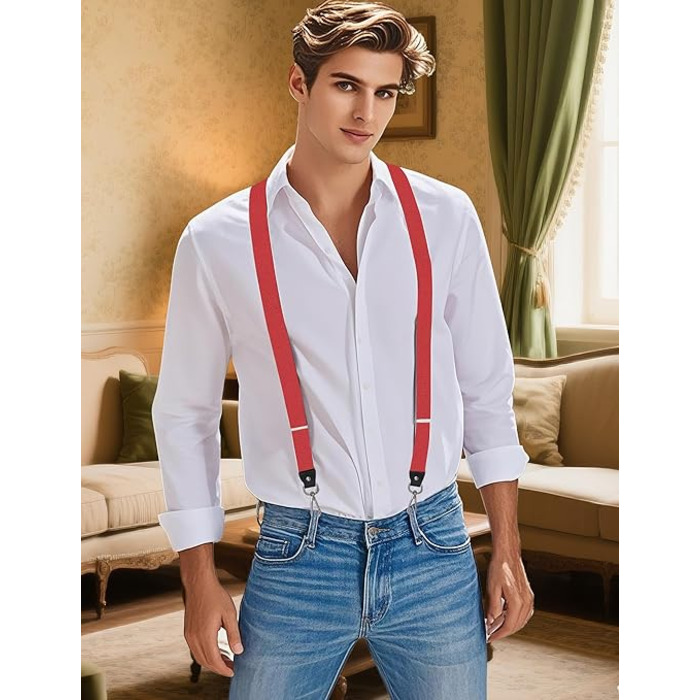 Підтяжки Ausukler Extra Strong 2,5 см з карабін-гачками червоний