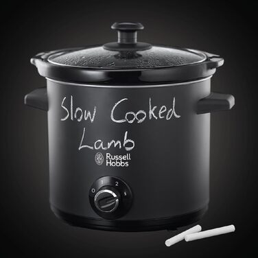 Повільна плита Russell Hobbs важка керамічна каструля 3,5 л для вибору розподілу температури Дошка для повільної плити (поверхня шкільної дошки, 3 налаштування температури та функція підтримки тепла, 200 Вт) Повільна плита 24180-56