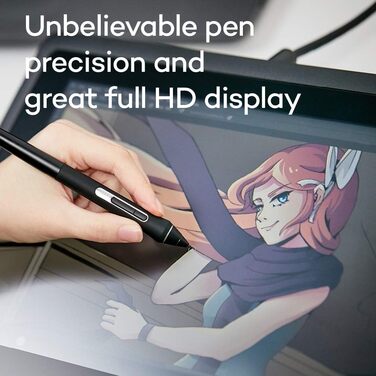 Планшет Wacom Cintiq 16 Creative Pen Display Tablet (для ескізів, ілюстрацій і малювання безпосередньо на екрані, з дисплеєм Full HD (1 920 x 1 080), підходить для Windows і Mac), чорний (16 дюймів, комплект з планшетом розміру M)