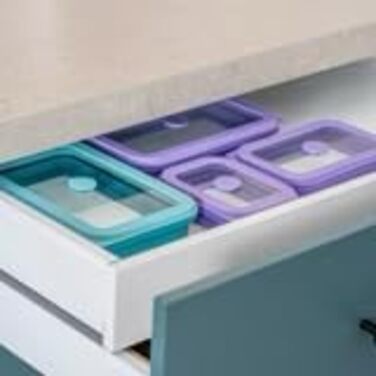 Складаний контейнер Coox об&39ємом 1 літр складний, герметичний силіконовий контейнер для зберігання продуктів зі скляною кришкою та скляним дном можна використовувати в духовці, мікрохвильовій печі, морозильній камері та посудомийній машині колір петроля