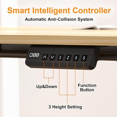 Подібний електричний стіл, регульована висота - 160x140 см, L-подібний стіл для роботи стоячи з 3 функціями пам&39яті, технологія запобігання зіткненням, змінний лівий та правий, ергономічний комп&39ютерний стіл, 160 x 140 см, клен