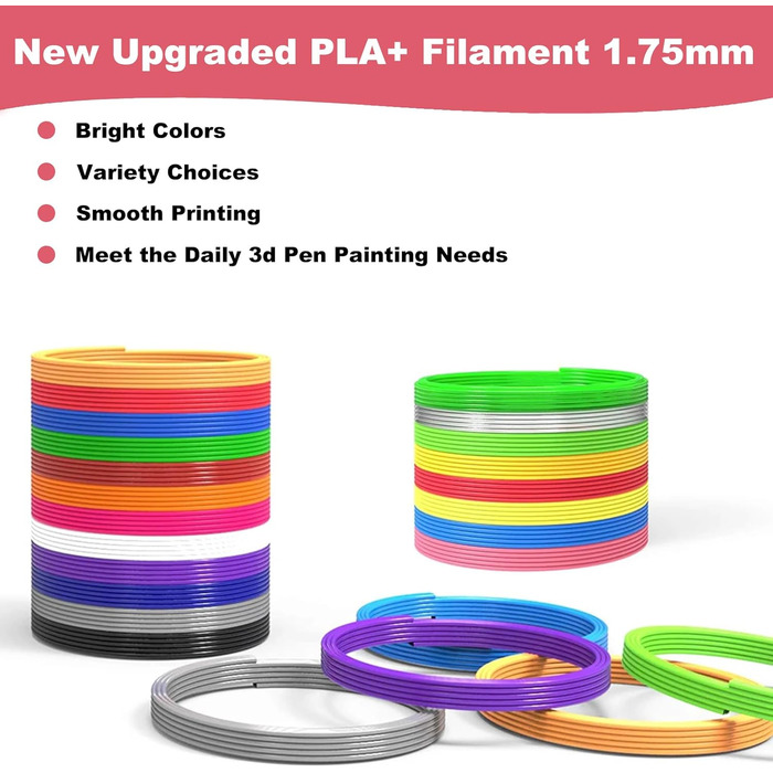 Кольорів 3D Pen Filament PLA 1,75 мм Кольори 3D Pen 5 м кожна Аксесуари 3D Pen Filament 3D Pen Filament для ручки 3D-принтера, для дітей і дорослих (3D ручка не входить в комплект), 30