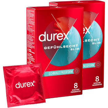 Презервативи Durex Feeling Slim Fit презервативи Gossamer з тонким крієм для інтенсивних відчуттів упаковка 2 (2 x 8 шт. )