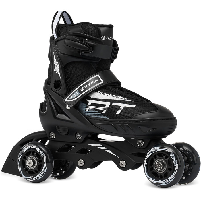 В-1 Роликові ковзани, трискейти, роликові ковзани, ковзани для льоду для дітей та дорослих, регульовані розміри 38-42 (25 см-27,5 см), чорні, 4-