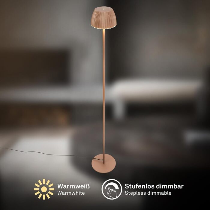 Стільний торшер BRILONER з LED-підсвіткою сенсорне керування, регулювання яскравості, тепле біле світло, 19x124 см, колір Coffee