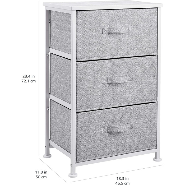 Шафа для зберігання речей з 3 тканинними шухлядами, біла