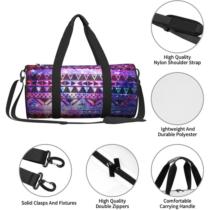 Спортивна сумка-мішок для подорожей, блискучий принт, чорна, універсальний розмір