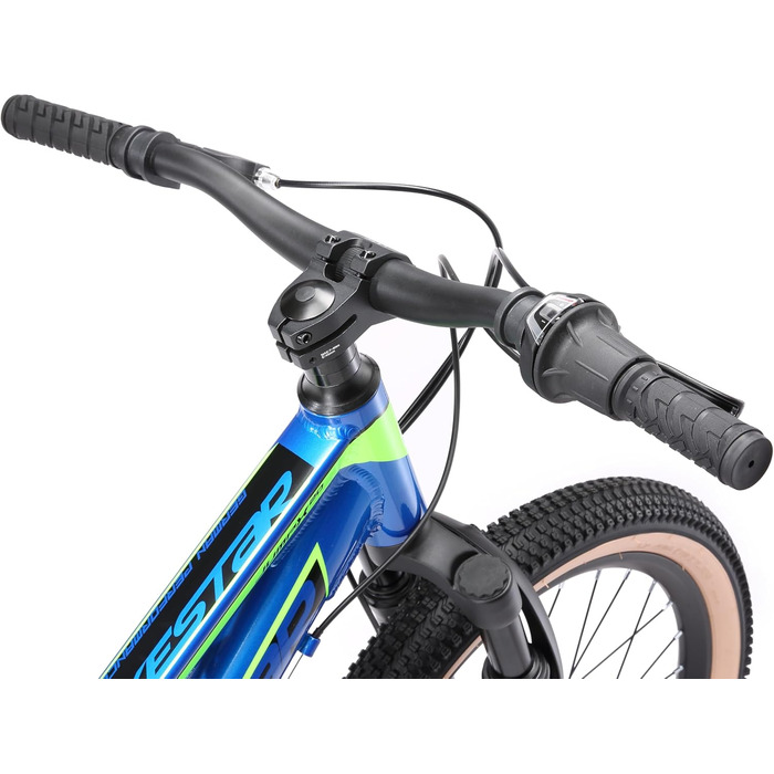 Гірський велосипед BIKESTAR з алюмінію, дитячий, 20 дюймів, вік 6-9 років, хардтейл 7-швидкісна коробка передач Shimano, дискові гальма, амортизаційна вилка Дитячий велосипед Безризикова пробна версія, синьо-зелений