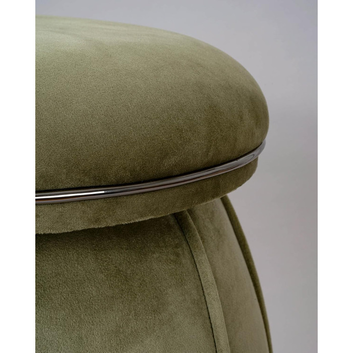 Пуф/оттоманка з м&39якого зеленого оксамиту, конусоподібної/грибоподібної форми, для вітальні, спальні, дитячої кімнати, оздоблення з графітової штучної шкіри, висота приблизно 55 см, колір зелений оксамит