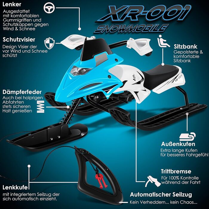 Дитячий снігохід Kesser XR-525, кермовий, з ножними гальмами, синій