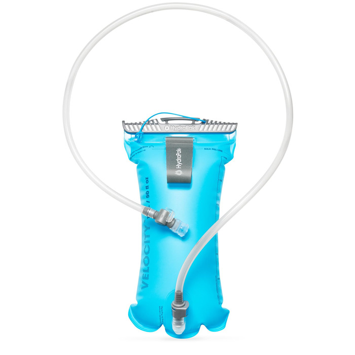 Гідратор HydraPak Velocity (1.5 л) Плоский резервуар для води Самогерметичний клапан для пиття, герметичний, повністю розбірний та придатний для миття в посудомийній машині, блакитний Malibu, 1.5 л