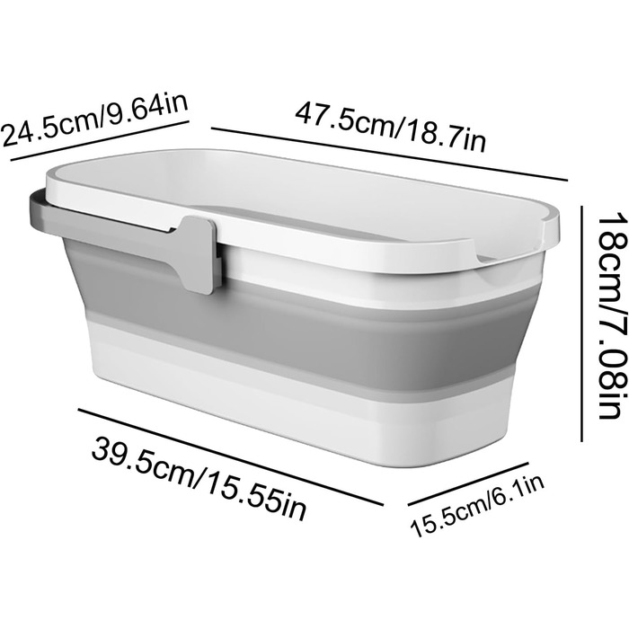 Складне відро Eteslot з ручкою, прямокутне відро для прибирання, складне відро для швабри великої місткості, складне силіконове відро для води, складне відро для швабри