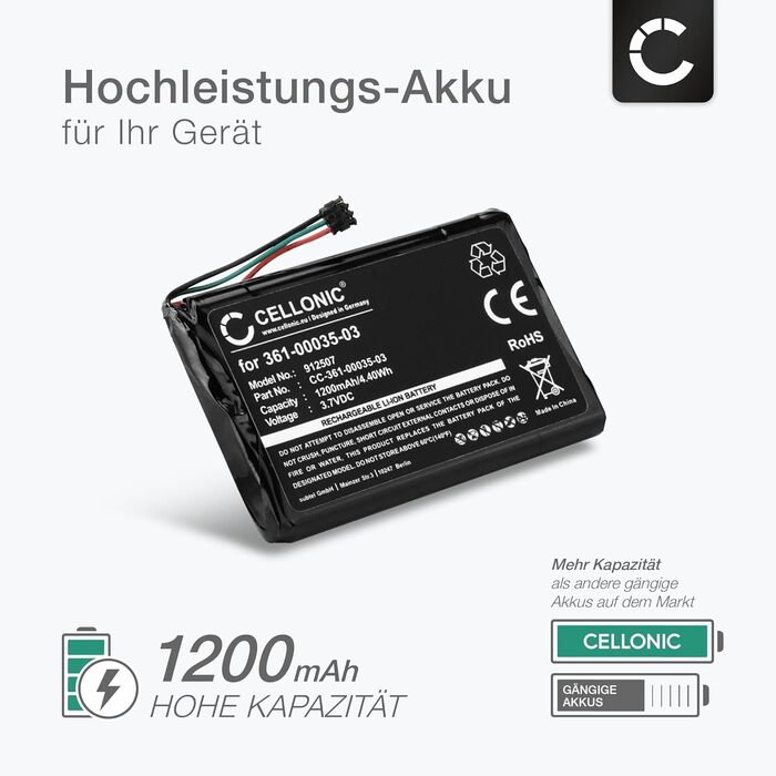 Акумулятор для GPS-навігації, сумісний з Garmin Edge 810, Edge Touring Plus, nvi 2495LMT (1200 мАг, 3,7 В) Запасний акумулятор для набору інструментів 361-00035-03