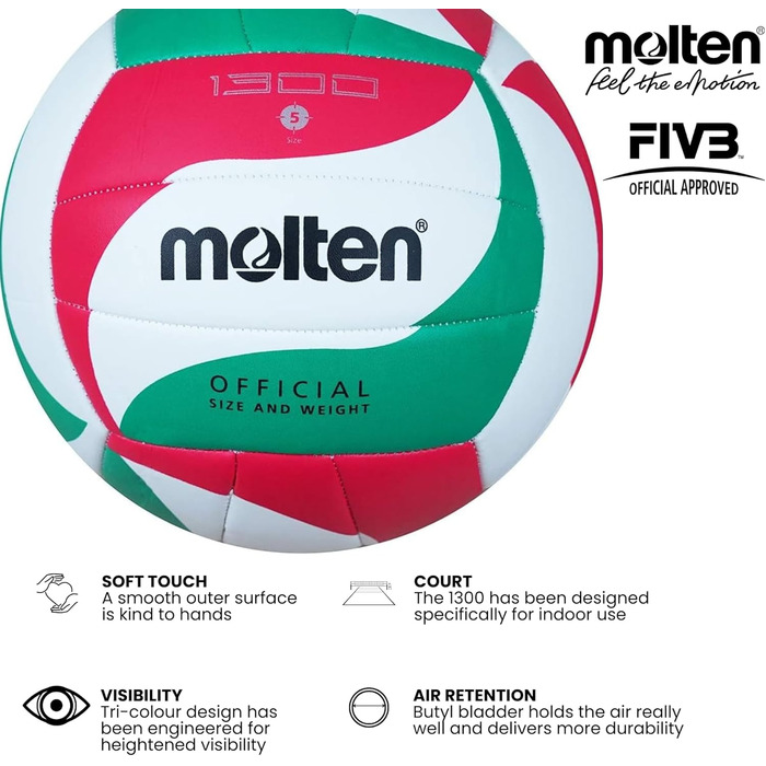 Волейбольний м'яч Molten V5M1300 Розмір 5, помаранчевий/слонова кістка