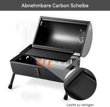 Портативний гриль-барбекю, вугільний гриль, складний кемпінговий гриль, двосторонній гриль-коптильня для використання на свіжому повітрі та в саду, кемпінгу, походів, пікніка, чорний
