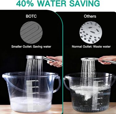 Економна душова лійка високого тиску, 7 режимів струменя з верхнім розпилювачем, велика ручна лійка 135 мм, душова лійка з функцією захисту від накипу, хромована