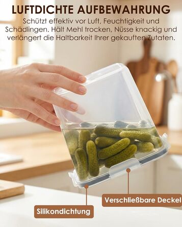 Герметичні контейнери для зберігання з кришками, 24 шт. и, штабелюються, без бісфенолу А, коробки для зберігання харчових продуктів для кухні, підходять для борошна, круп та макаронних виробів