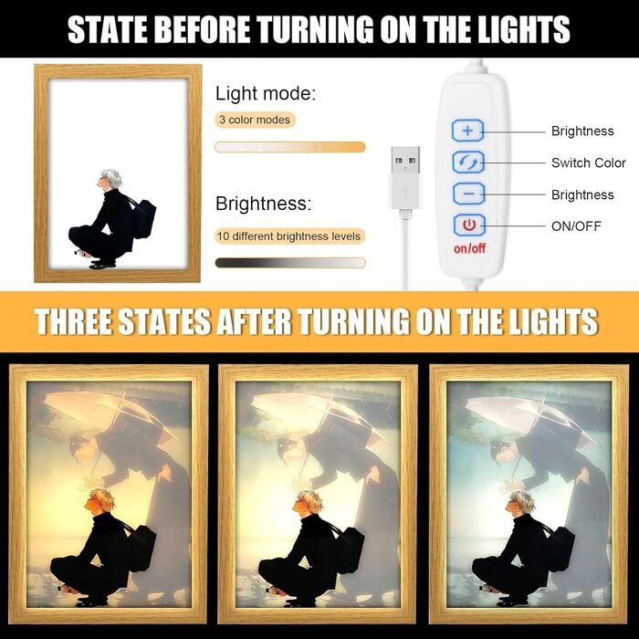 Картини з підсвічуванням OPEIXSAYKOC, світлодіодний декор для стін, світлодіодне художнє освітлення, живлення від USB, 3 режими ос