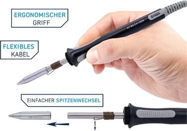 Цифрова паяльна станція потужністю 80 Вт з регульованою температурою 150 - 450 C, включаючи паяльний наконечник 2,2 мм долотоподіб