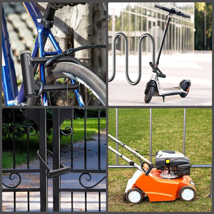 Посилений велосипедний U-Lock 17 мм з тросом 1,5 м для шосейних велосипедів, гірських велосипедів, електровелосипедів, складних велосипедів з кріпленням, U-Lock 19 x 13 см та тросом 1,5 м, чорний