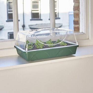 Закрита теплиця середнього розміру з кришкою, що не б&39ється, для пророщування насіння та росту рослин - 38 x 24 x 18 сантиметрів - зелений, 50031/P