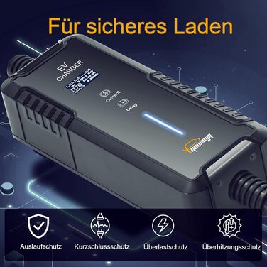 Зарядний кабель GUWIEYG Type 2 CEE 7.2kW, 5M, IEC 62196 Портативний зарядний пристрій для електромобілів з сумкою для перенесення,