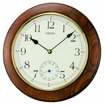 Настінний годинник Seiko з корпусом із натурального дуба (коричневий), плавний хід секундної стрілки, QXA432B