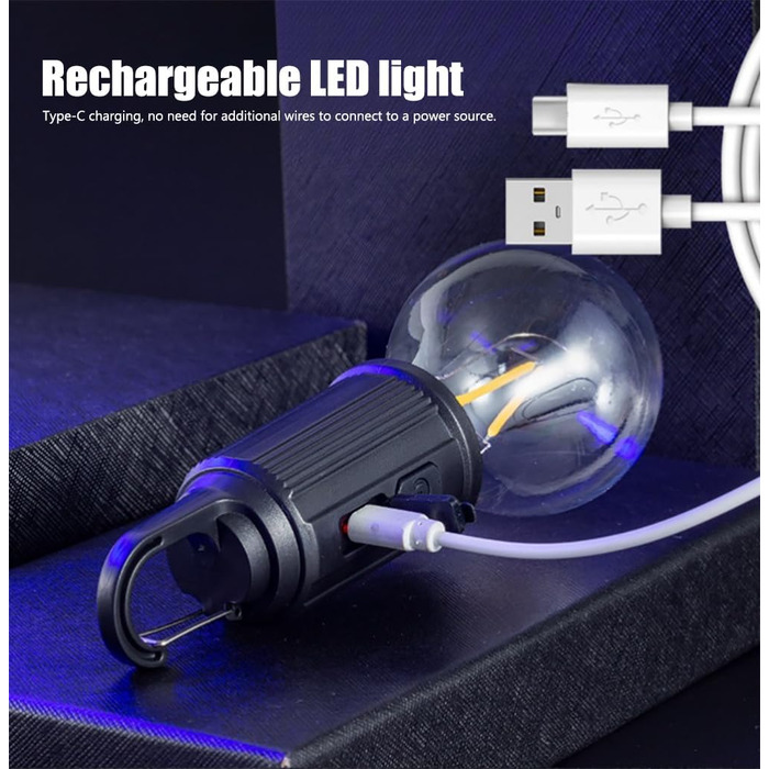 Вуличні казкові вогні, акумуляторні світлодіодні лампочки, портативні кемпінгові вогні, 3 режими освітлення, теплий білий колір, підходить для кемпінгу на свіжому повітрі, садового освітлення, екстреного відключення електроенергії, 4 шт.