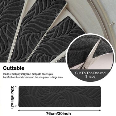 Сходинки для дерев&39яних сходинок нековзка клейка стрічка для килимового покриття сходів, знімається та приклеюється подвійною клейкою стрічкою, комплект з 15 аркушів, чорний, 15 шт. аркуші 8&39 x 30&39 дюймів чорний