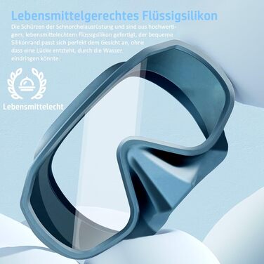 Маска для дайвінгу з трубкою, комплект для дорослої трубки з двошаровим силіконовим обідком із захистом від запотівання та протікання, комплект для підводного плавання, панорамна маска 180, ідеально підходить для підводного плавання та дайвінгу, темно-син