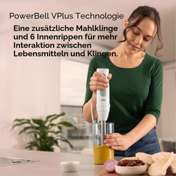 Занурювальний блендер Braun MultiQuick 5 (1000 Вт) з мірним стаканом 600 мл, білий, версія 2024