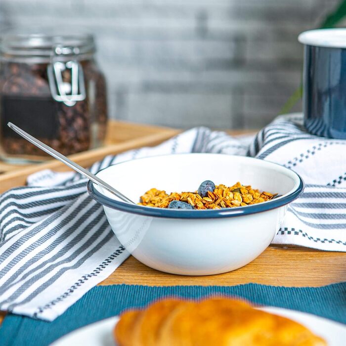 Аргонові столові прибори Білі емальовані миски - 16 см - 6 кольорів