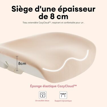 Ергономічне офісне крісло MUSSO E80 Muse FemmePosture для жінок - нахил 135 та 3D-підтримка попереку, підголівник 17 см 4D, висувна підставка для ніг, регулювання глибини/висоти сидіння, регульовані підлокітники (бежевий)