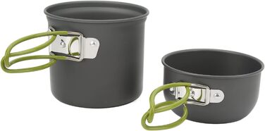 Набір для приготування їжі на кемпінгу, портативний набір посуду для кемпінгу з високоефективною плитою потужністю 3000 Вт, каструлі з харчового алюмінію для походів, піших прогулянок та приготування їжі на свіжому повітрі, зелена ручка