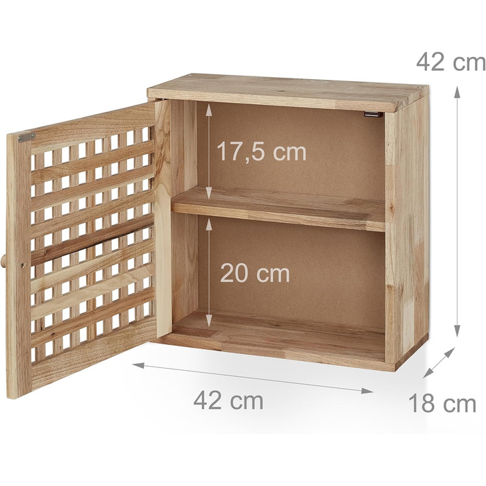 Настінна шафа Relaxdays, горіх, 2 відділення, магнітна застібка, підвісна шафа для ванної кімнати, кухні, ВШХ 42 x 42 x 18 см, натуральний колір, горіхове дерево
