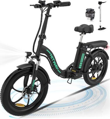 Електричний велосипед HITWAY E Bike 20 дюймів 250 Вт 36V 12Ah чорний